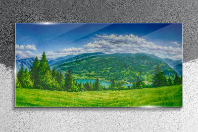 Obraz na skle Lesné krajina mraky