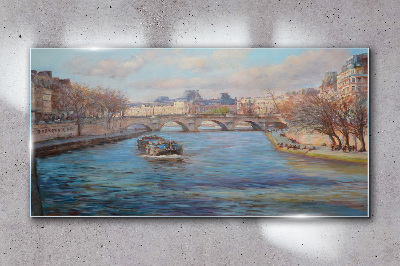 Skleneny obraz Most cez rieku v Paríži