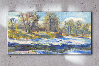 Skleneny obraz Zimné sneh lesné príroda