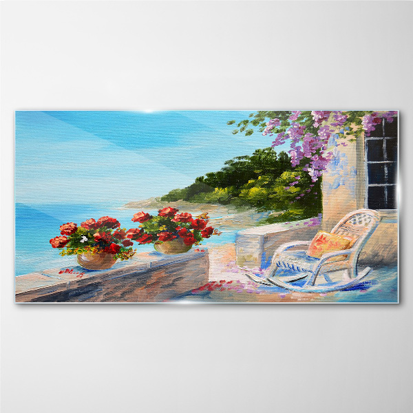 Obraz na skle Pobrežie kvety morská obloha