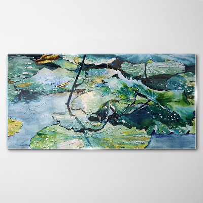 Skleneny obraz Abstrakcie vodné lístia