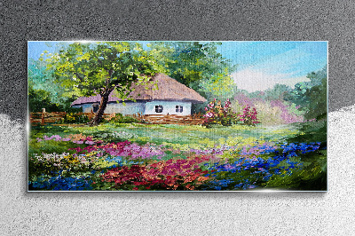 Obraz na skle Vidiecka krajina s kvetmi