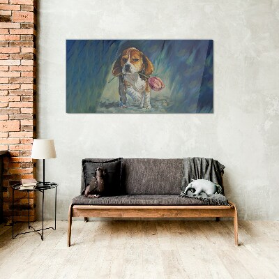 Skleneny obraz Abstraktné zvieracie pes kvetina