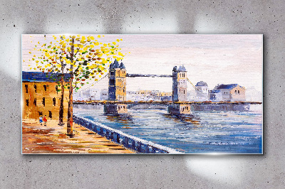 Skleneny obraz Abstrakcie mestského mosta