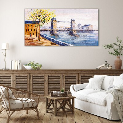 Skleneny obraz Abstrakcie mestského mosta