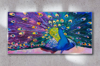 Skleneny obraz Zvieracie vták páv perie