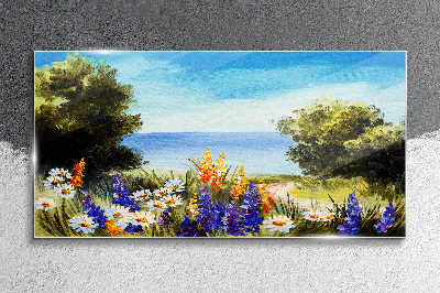Obraz na skle Morský strom kvety obloha