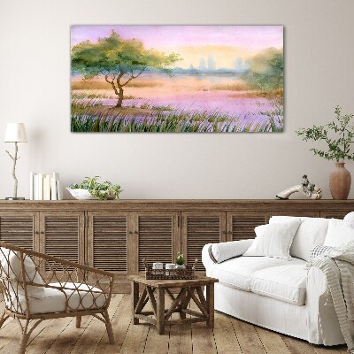 Obraz na skle Akvarely stromu voda