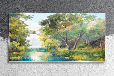 Obraz na skle Lesné vodné stromy obloha