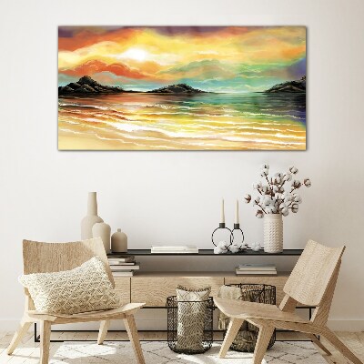 Skleneny obraz Abstrakcia vlny západu slnka