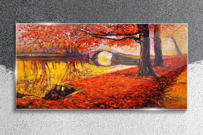 Obraz na skle Park stromy jesenné lístie