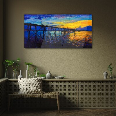 Skleneny obraz Abstrakcie pier západ slnka