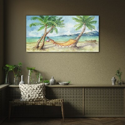 Skleneny obraz Beach palm sea hammock