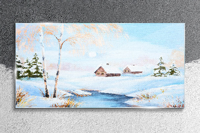 Obraz na skle Zimné sneh stromy