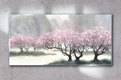 Skleneny obraz Zimné sneh strom kvety