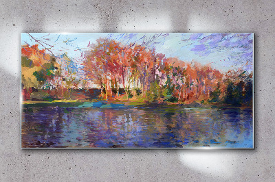 Skleneny obraz Jesenná panoráma nad riekou