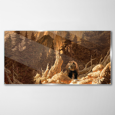 Skleneny obraz Lesné medveď hôr divokej zveri