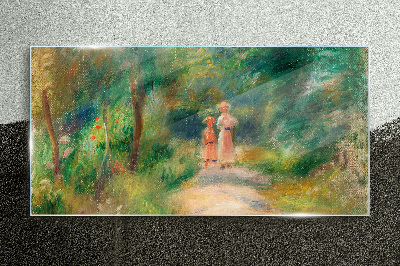 Skleneny obraz Baby žena s lesnou cestou