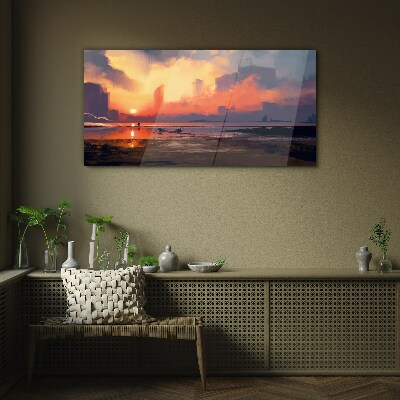 Obraz na skle Abstrakcie hmly západ slnka