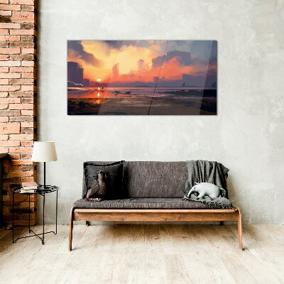 Obraz na skle Abstrakcie hmly západ slnka