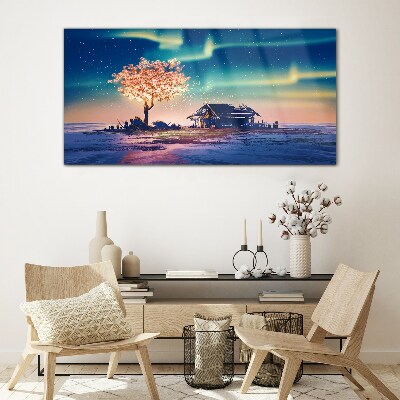 Obraz na skle Abstrakcia strom obloha noc