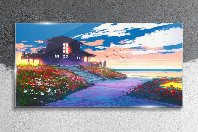 Obraz na skle Huse kvety nebo