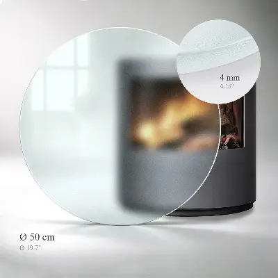 Okrúhle polotransparentné sklo pod krb