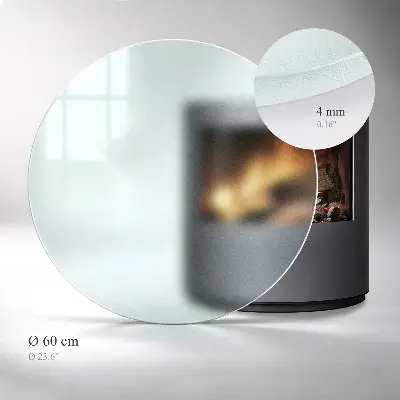 Okrúhle polotransparentné sklo pod krb