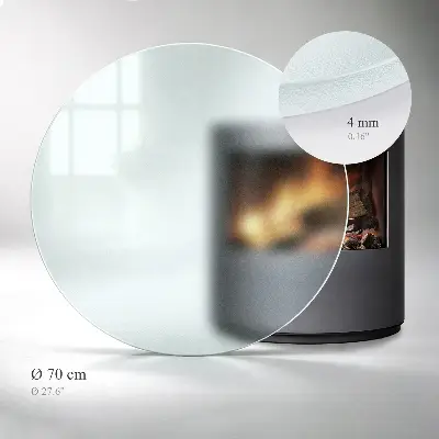 Okrúhle polotransparentné sklo pod krb