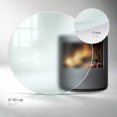 Okrúhle polotransparentné sklo pod krb