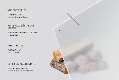 Okrúhle polotransparentné sklo pod krb
