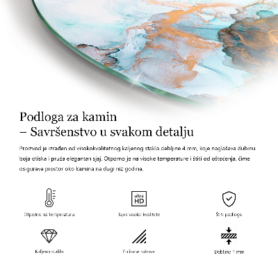 Polkruhová podložka pod kachle Listy v jemných vzoroch