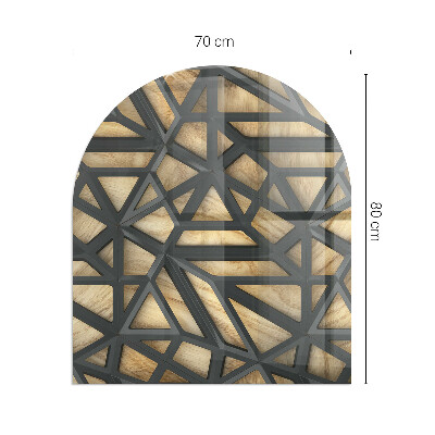 Polkruhová podložka pod kachle Geometria s drevom