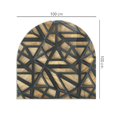 Polkruhová podložka pod kachle Geometria s drevom