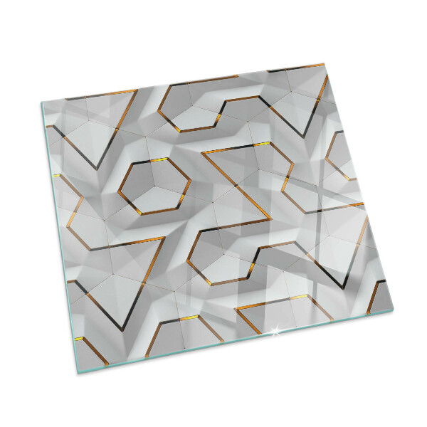 Obdĺžnikové sklo pod krb Geometrický 3D vzor