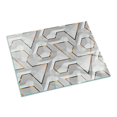 Obdĺžnikové sklo pod krb Geometrický 3D vzor