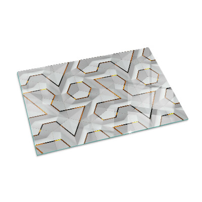 Obdĺžnikové sklo pod krb Geometrický 3D vzor