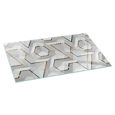 Obdĺžnikové sklo pod krb Geometrický 3D vzor