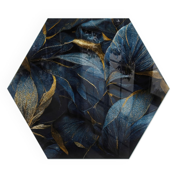 Šesťuholníková podložka pod krb Elegantné listy vo vzore