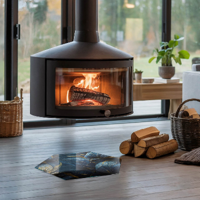 Šesťuholníková podložka pod krb Elegantné listy vo vzore