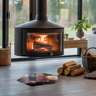 Sklenená podložka pod krb Detaily farebných kvetov