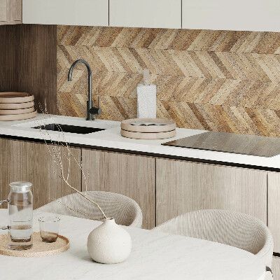 Samolepiaci panel na stenu Vzor rybej kosti vyrobený z dreva