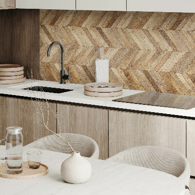 Samolepiaci panel na stenu Vzor rybej kosti vyrobený z dreva