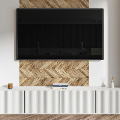 Samolepiaci panel na stenu Vzor rybej kosti vyrobený z dreva