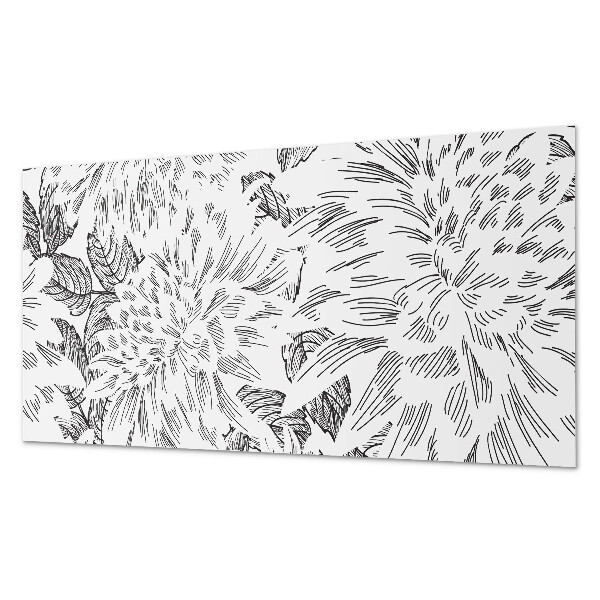 Obdĺžnikový stenový panel Kvetinový motív so zelenými listami