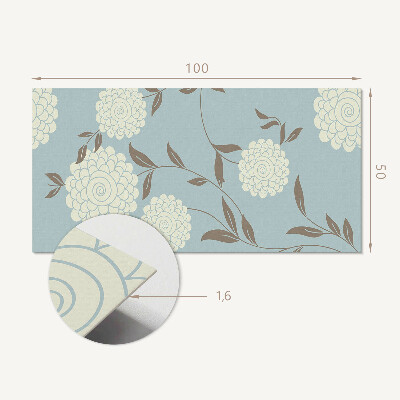 Obdĺžnikový panel na stenu Kvetinový motív so zelenými listami