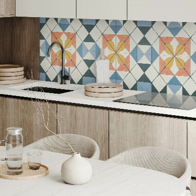 Obdĺžnikový stenový panel Kvetinový motív v geometrických tvaroch