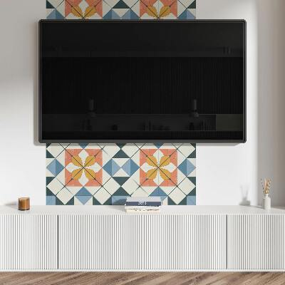 Obdĺžnikový stenový panel Kvetinový motív v geometrických tvaroch