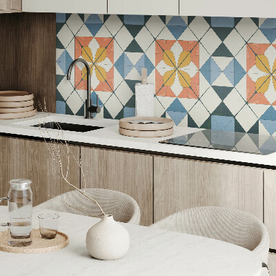 Obdĺžnikový stenový panel Kvetinový motív v geometrických tvaroch