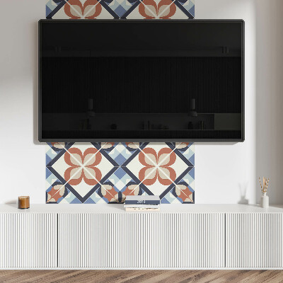 Samolepiaci panel na stenu Kvetinový vzor v symetrických tvaroch